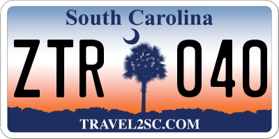 SC license plate ZTR040
