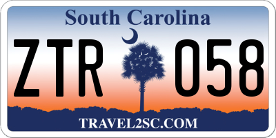 SC license plate ZTR058