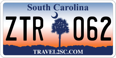 SC license plate ZTR062