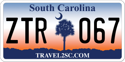 SC license plate ZTR067