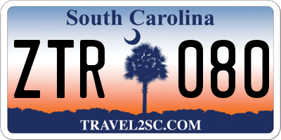 SC license plate ZTR080