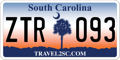 SC license plate ZTR093