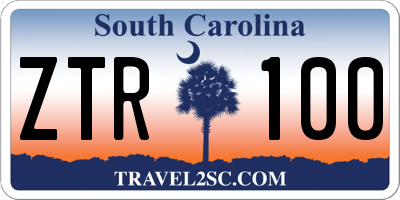 SC license plate ZTR100