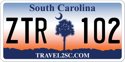 SC license plate ZTR102