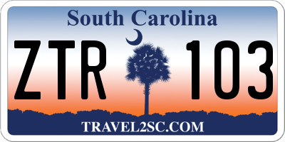 SC license plate ZTR103