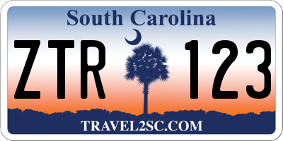 SC license plate ZTR123