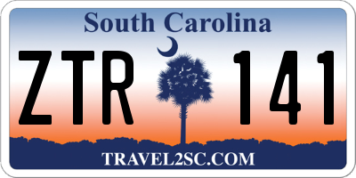 SC license plate ZTR141
