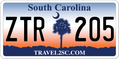 SC license plate ZTR205