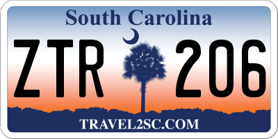 SC license plate ZTR206