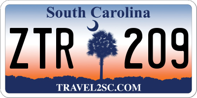 SC license plate ZTR209