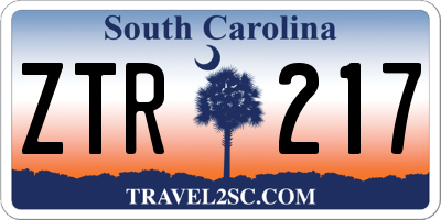 SC license plate ZTR217