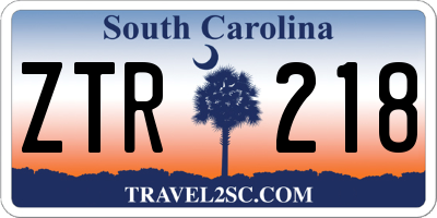 SC license plate ZTR218