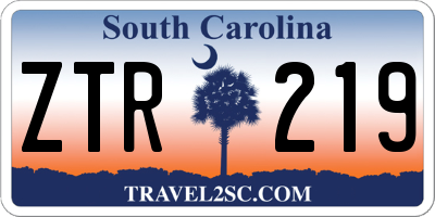 SC license plate ZTR219