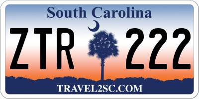 SC license plate ZTR222