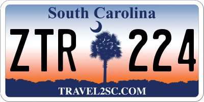 SC license plate ZTR224
