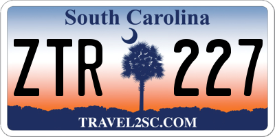 SC license plate ZTR227