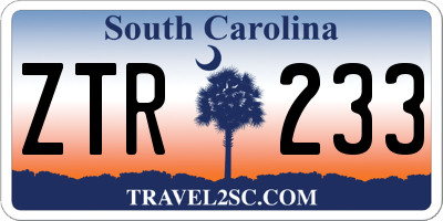 SC license plate ZTR233