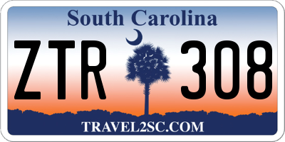 SC license plate ZTR308