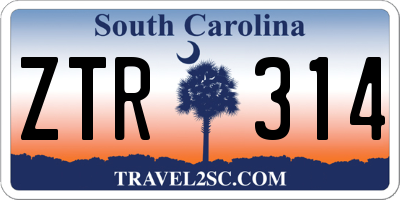 SC license plate ZTR314