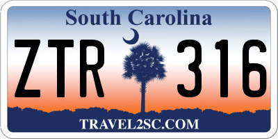 SC license plate ZTR316