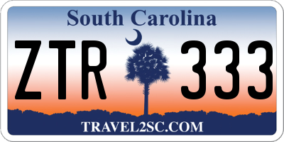 SC license plate ZTR333