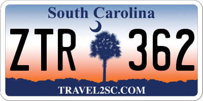 SC license plate ZTR362
