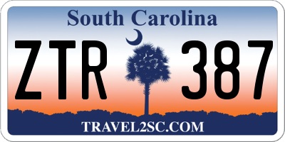 SC license plate ZTR387