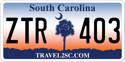 SC license plate ZTR403