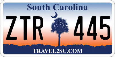 SC license plate ZTR445