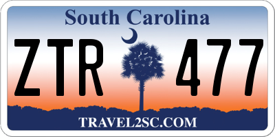 SC license plate ZTR477