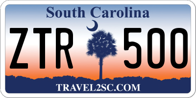 SC license plate ZTR500