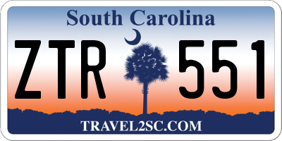 SC license plate ZTR551
