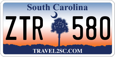 SC license plate ZTR580