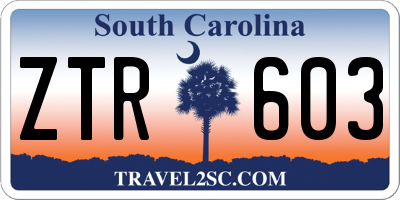 SC license plate ZTR603