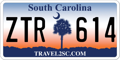 SC license plate ZTR614