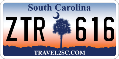 SC license plate ZTR616