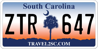 SC license plate ZTR647