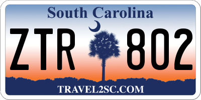 SC license plate ZTR802