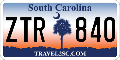 SC license plate ZTR840