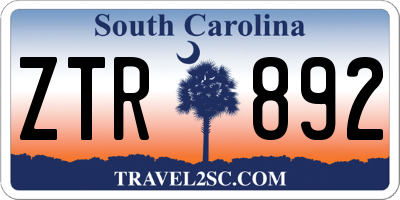 SC license plate ZTR892