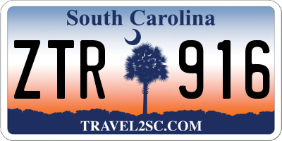 SC license plate ZTR916