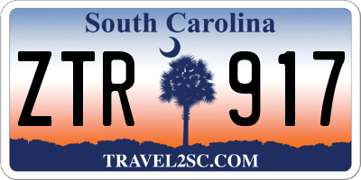 SC license plate ZTR917