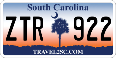 SC license plate ZTR922