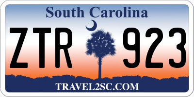 SC license plate ZTR923