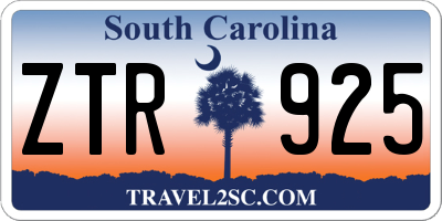 SC license plate ZTR925