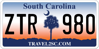 SC license plate ZTR980