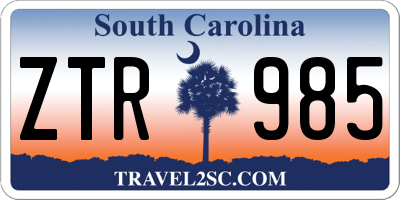 SC license plate ZTR985