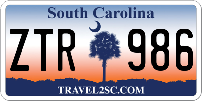 SC license plate ZTR986