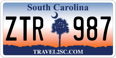 SC license plate ZTR987