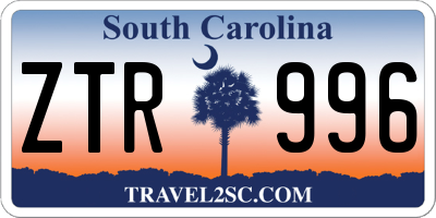 SC license plate ZTR996